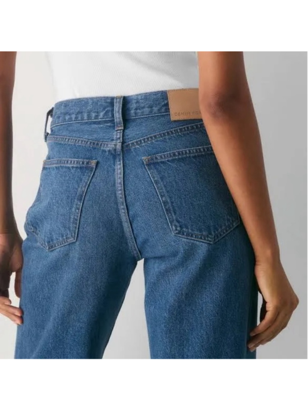 Denim Forum Farrah High Rise Patch Front Wide Leg Straight Jeans Size 27